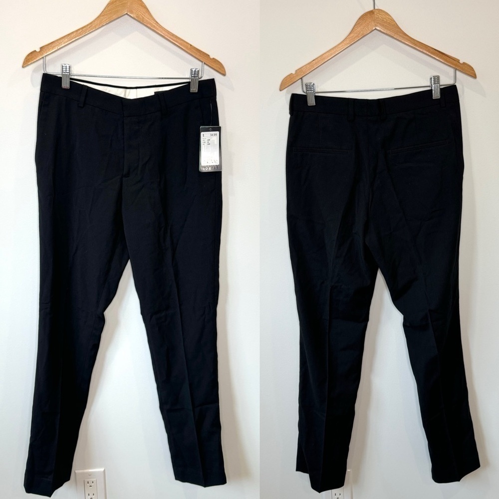 H&M Solid Black Skinny Fit Coupe Women’s Career Trouser Pants (30R)